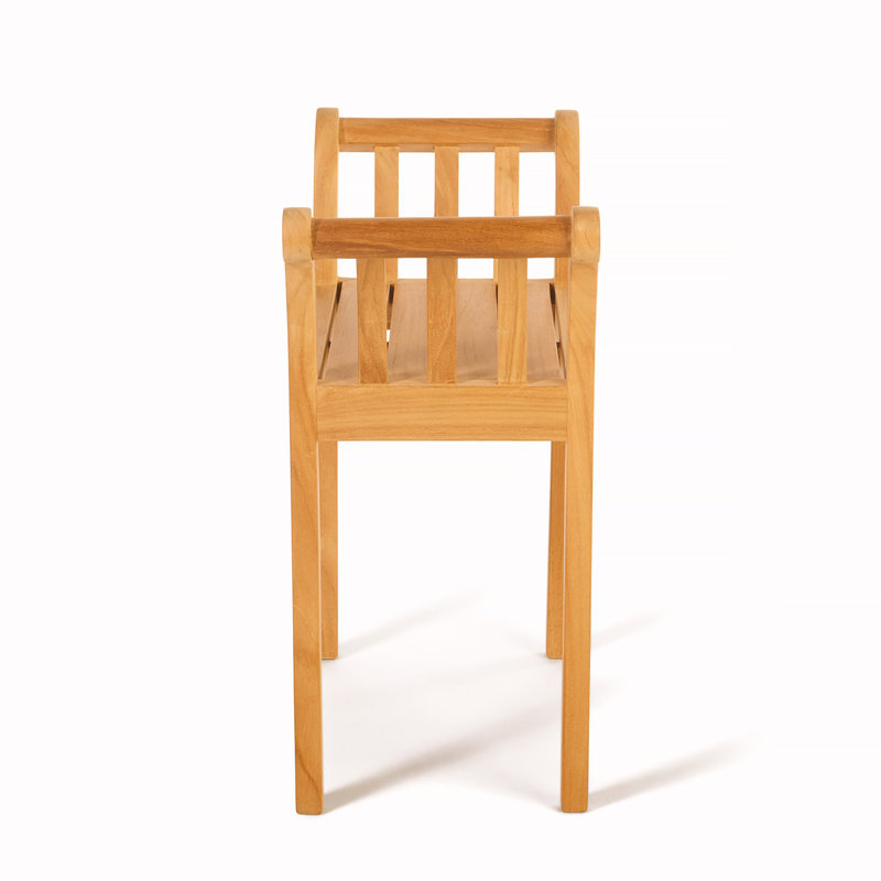 Teak Backless Spa Bench-Stool with Handles