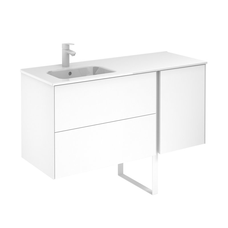 Ensemble de meuble-lavabo de salle de bain simple fixé au mur 48 po Northglenn, Blanc
