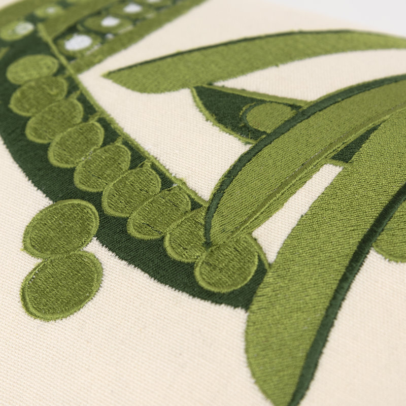 Embroidered Cotton Reversible Throw Pillow