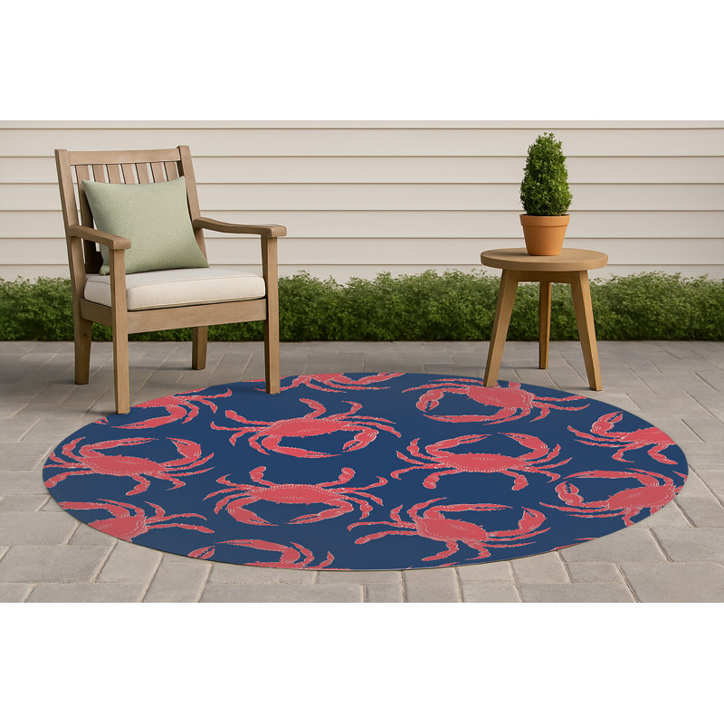 Tapis d'extérieur décoratif Crabby, Marine, Rond 5 pi