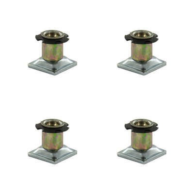 Inserts de niveleur simples à filetage étoile en métal Outwater Industries pour tubes carrés de 5/8 po, acier traité thermiquement et base plaquée en zinc, s'adapte aux tubes carrés de calibre 16 à 18, filetage: 1 / 4-20, paquet de 4