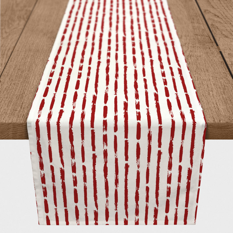 Zaki Painted Strokes Table Runner, 90" x 16", Red