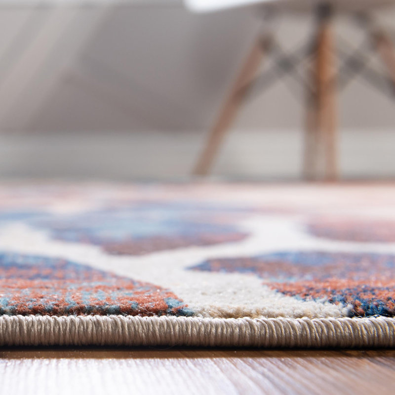 Tapis contemporain contemporain de couleur brique, Octogone 7 pi 10 po