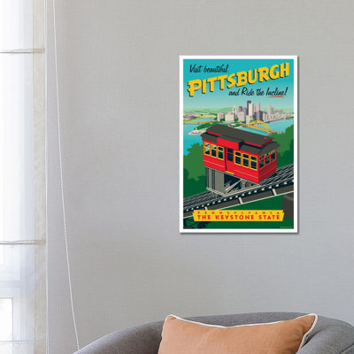 Pittsburgh Incline Travel Poster by Jim Zahniser - Wrapped Canvas Print