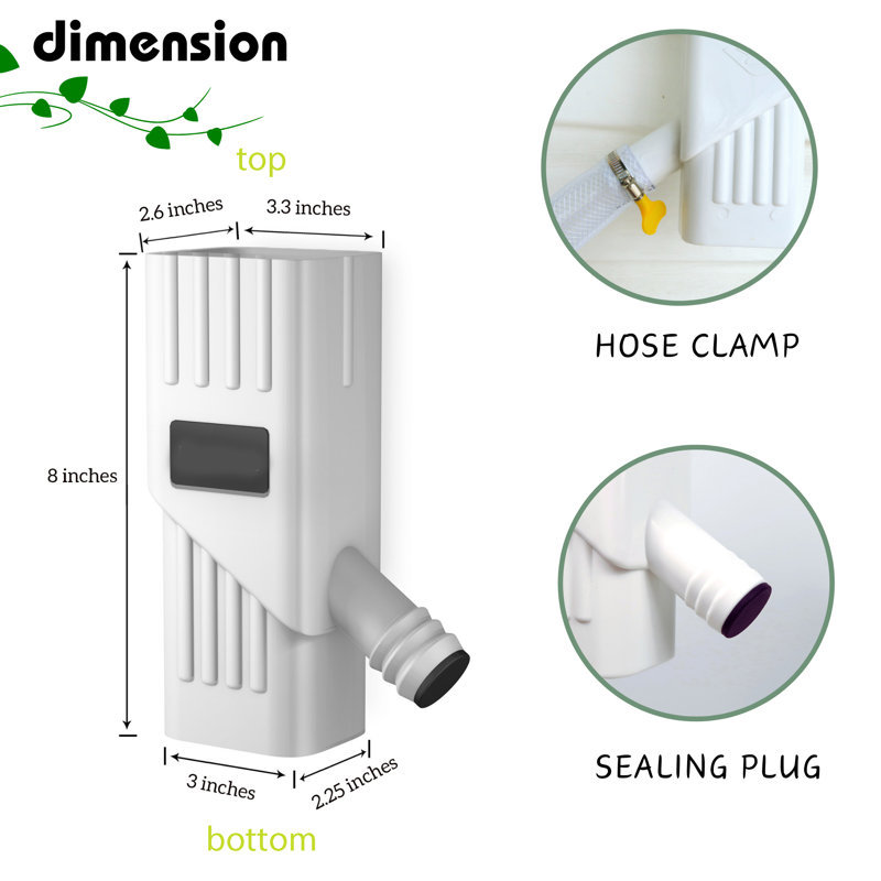 Ensemble de dérivation Rain Barrel - Convient à un tuyau de descente de 2 po x 3 po en PVC