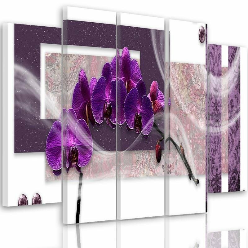 5-tlg. Leinwandbild-Set Violette Orchidee