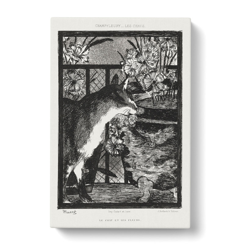 The Cat by Edouard Manet - Wrapped Canvas Painting, 50cm H x 35cm W x 3cm D