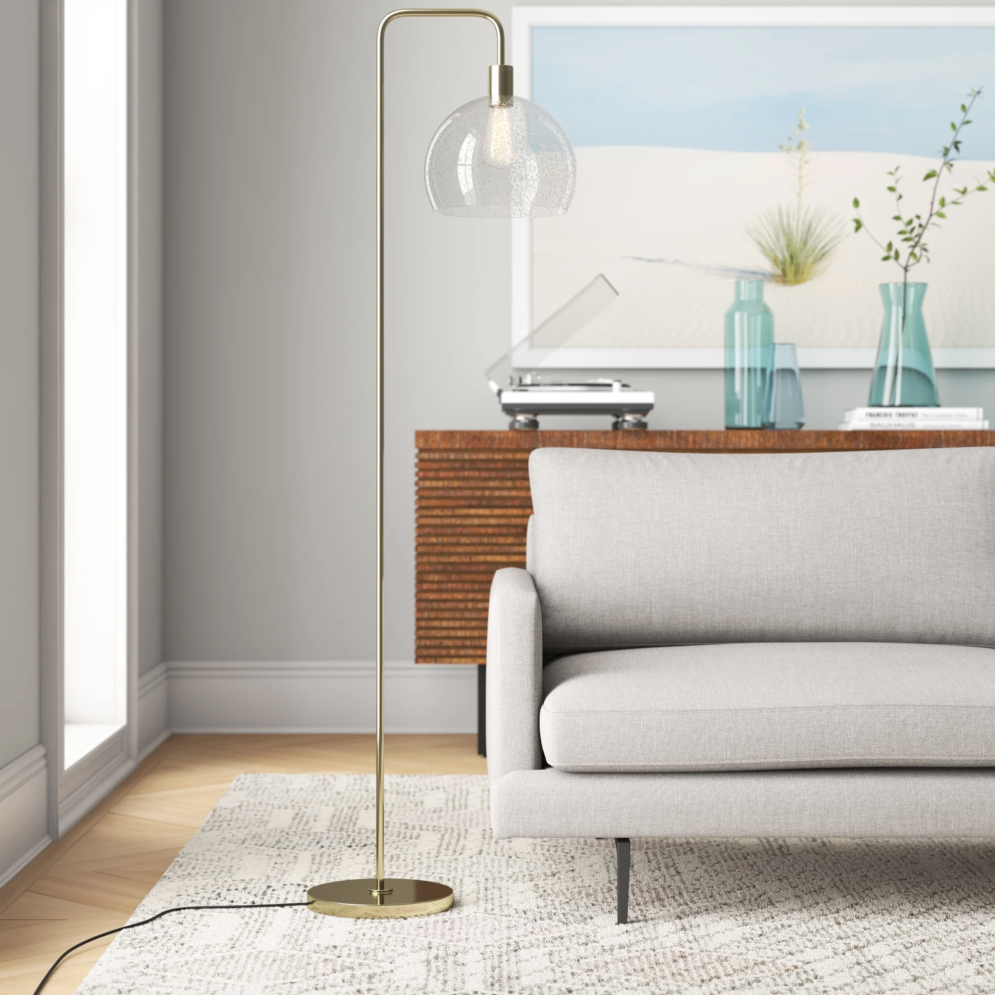 Gold Mercury Row® Anthony 61" Arched Floor Lamp & Reviews | Wayfair