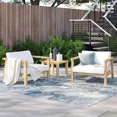 Ensemble de patio extérieur en teck 3 pièces Bayport