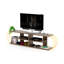 Meuble télé avec rangement à 4 tablettes, centre de divertissement moderne en bois massif de style Mid-Century, noyer 68 po / jaune-2050206161
