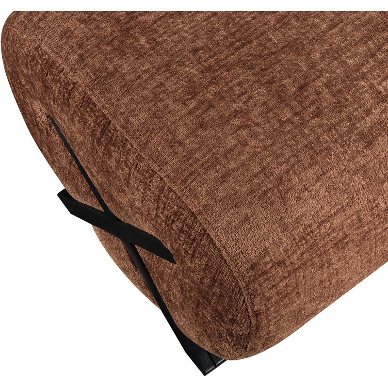 Repose-pieds Akira, Tissu de polyester cognac, Noir