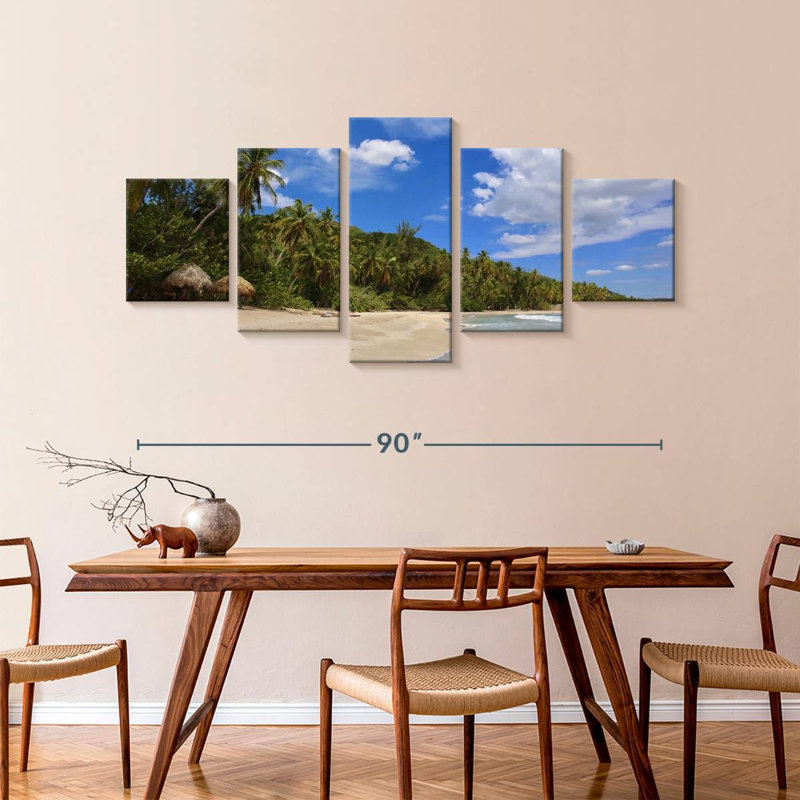 Paysage de plage d'Haïti, H 42 po x l 92 po