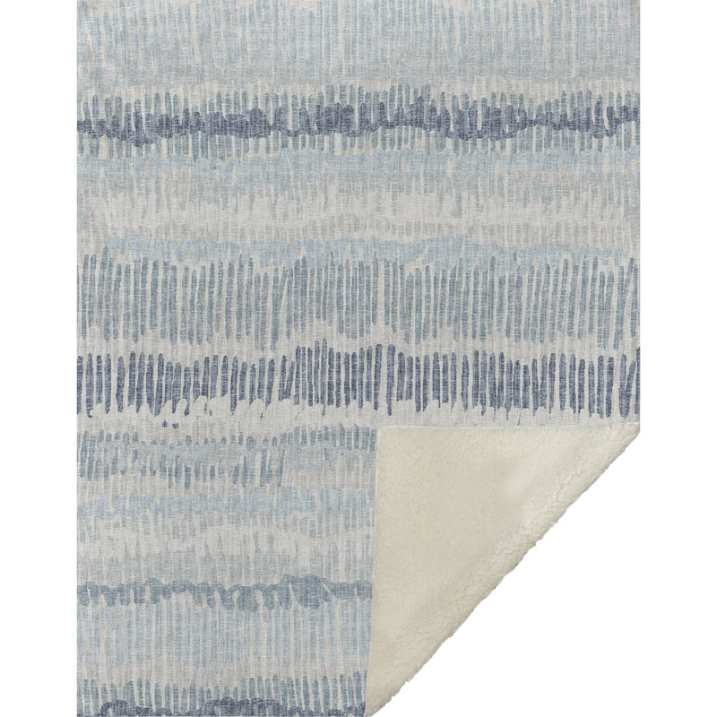 Premium Machine Washable Addison Sherpa Throw Blanket, Blue Abstract 