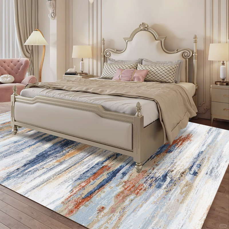 Bohemian Imitation Cashmere Area Rug, Vintage Mandala Pattern Soft Fluffy Carpet, Machine-Washable Non-Slip Rug for Living Room, Bedroom, Patio, Durable Boho Home Decor