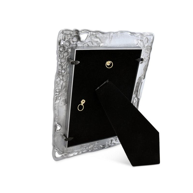 Classic Silver Aluminum Tabletop Picture Frame with Grape Design