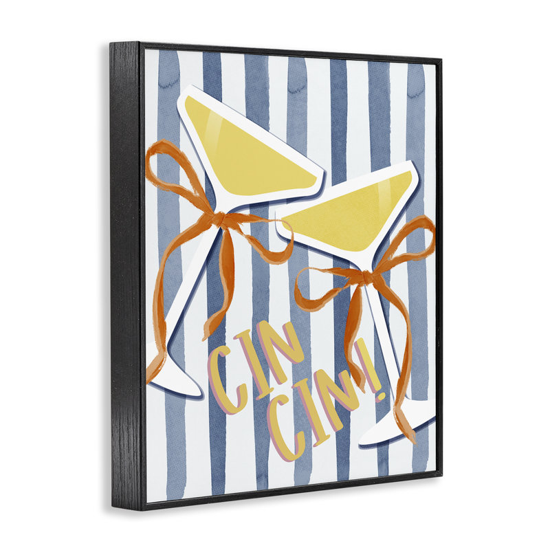«Cheers Drinks on Stripes», estampe numérique, conception de Lucille Price, H 14 po x l 11 po, Giclée encadrée noir minuit