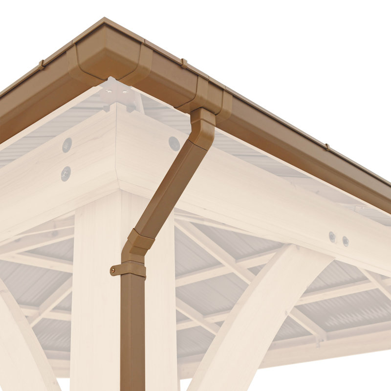Ensemble de gouttière 12 pi x 14 pi Meridian Gazebo - Fabrication en PVC durable avec deux tuyaux de descente