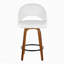 Tabouret de comptoir à hauteur fixe en bois de noyer et similicuir blanc avec repose-pieds rond en métal noir - ensemble de 2-132452735-132452737