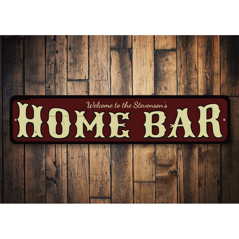 Enseigne personnalisée en aluminium Western Home Bar, H 6 po x l 24 po x P 0,06 po