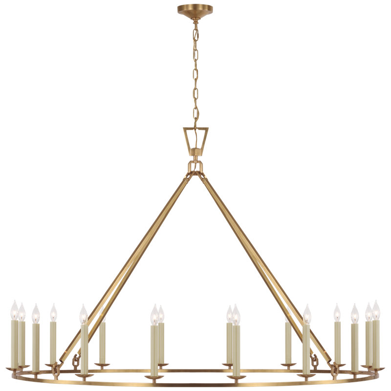 Darlana 16 - Light Wagon Wheel Chandelier, Antique-Burnished Brass, 41.5" H x 61.25" W x 61.75" D