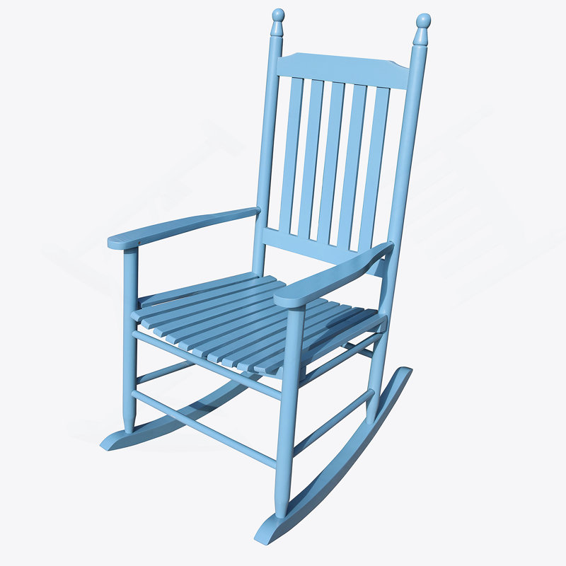 Chaise berçante en bois, Bleu