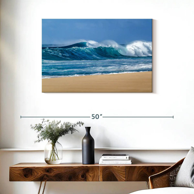 Senne brisant les vagues de la mer, H 24 po x l 36 po