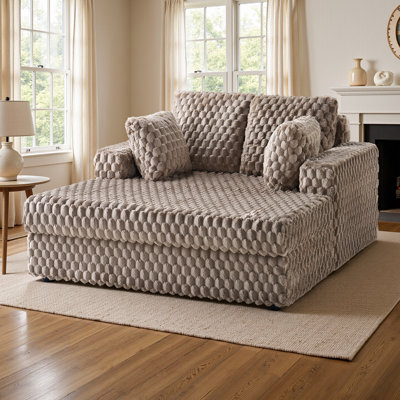 Chaise longue rembourrée de 53 pouces, fauteuil-lit moelleux avec coussins décoratifs et accoudoirs, canapé-lit d'intérieur