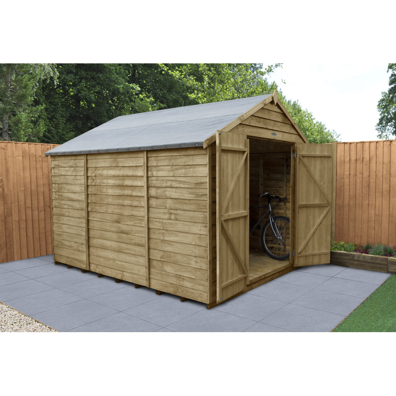 8 ft. W x 10 ft. D Solid Wood Overlap Apex Garden Shed, No