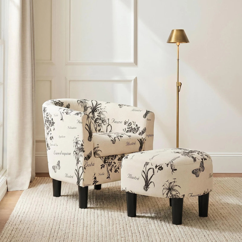Fauteuil d'appoint à dossier rond avec repose-pieds Curve
