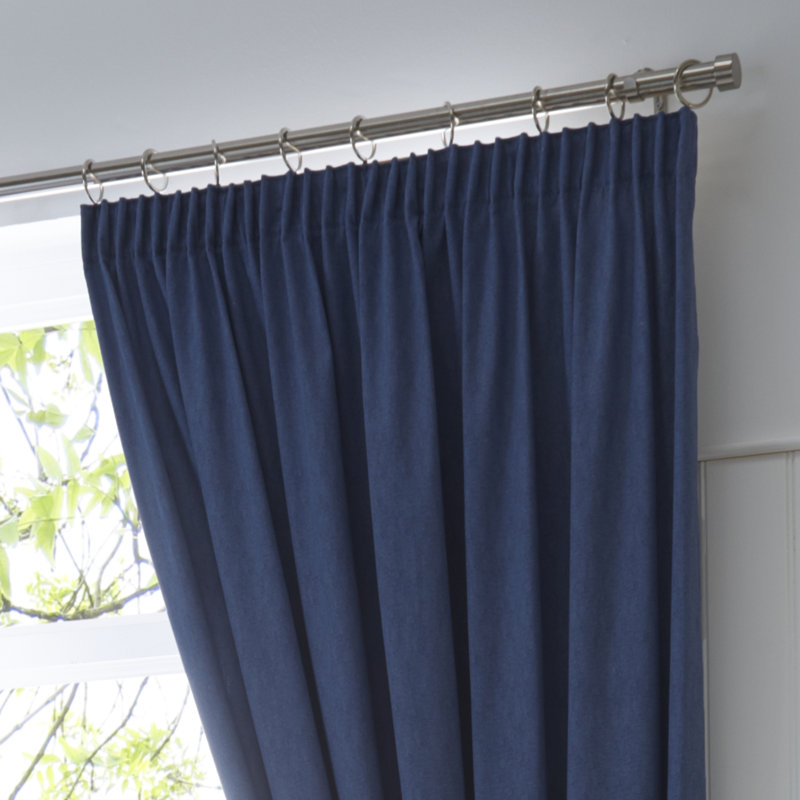 Blackout Curtain Pair, Blue, Width 168 x Drop 183 cm