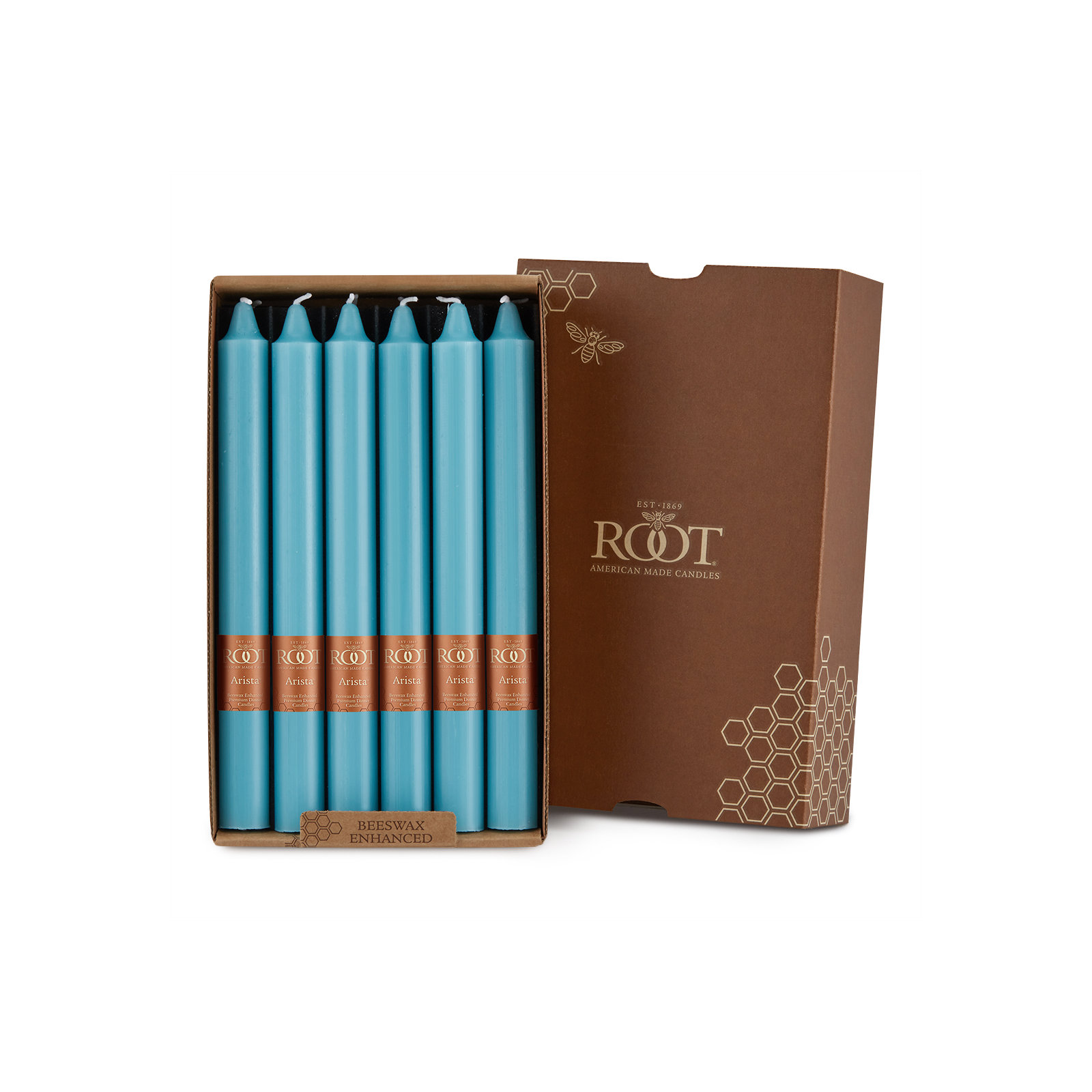 Root Candles Unscented Taper Candle, 9" H x 0.88" W x 0.88" D, Sky