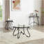 Ensemble de 2 tables basses de surface en verre trempé, table d'appoint ronde décorative avec construction robuste pour le salon (noir rustique)