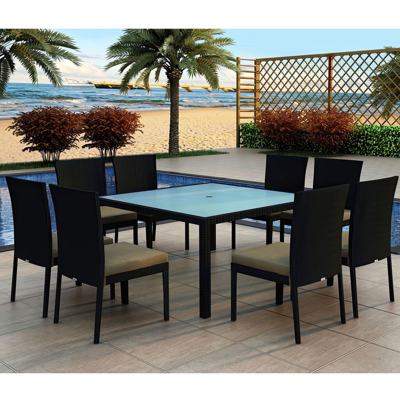 Urbana Outdoor Dining Set, 29.5" H x 59" W x 59" L, Canvas Charcoal Sunbrella® Canvas, Canvas Charcoal Sunbrella® Canvas