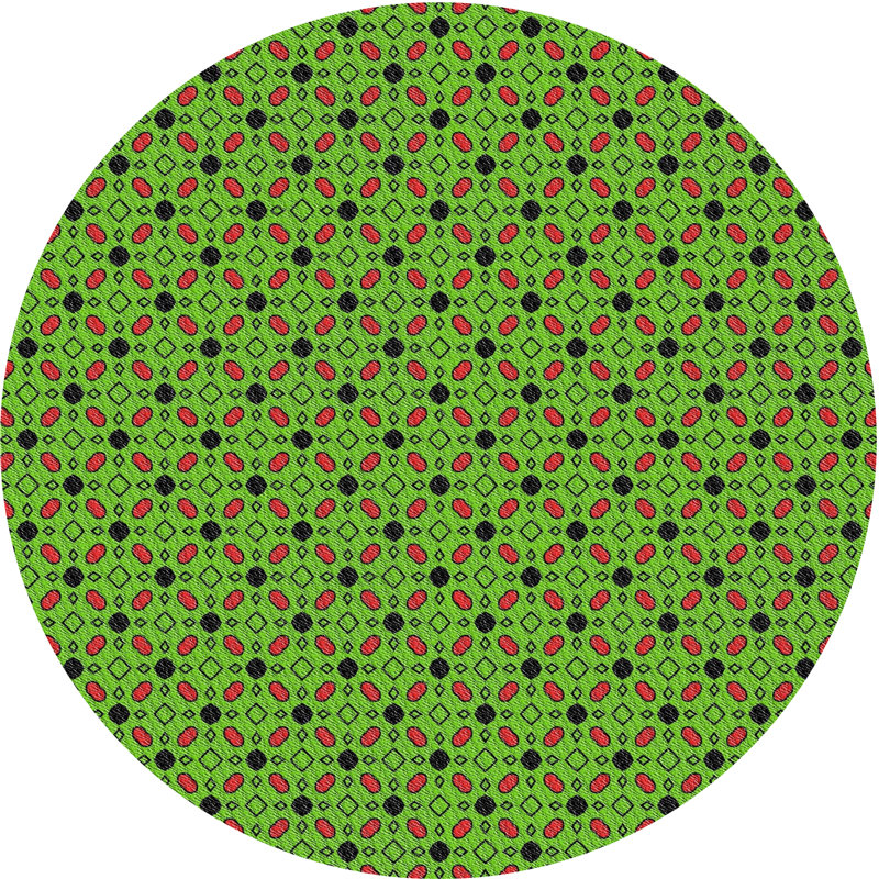Tapis de zone vert foncé à motifs Hilbert, Rond 5 pi