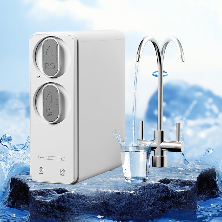 Under Sink Water Filter Reverse Osmosis System Water Filtration System with 8-Stage RO Filter, 600 GPD, High Efficiency, Reduce PFAS, RO & Filtered Water Options, NSF/ANSI 58 Certified