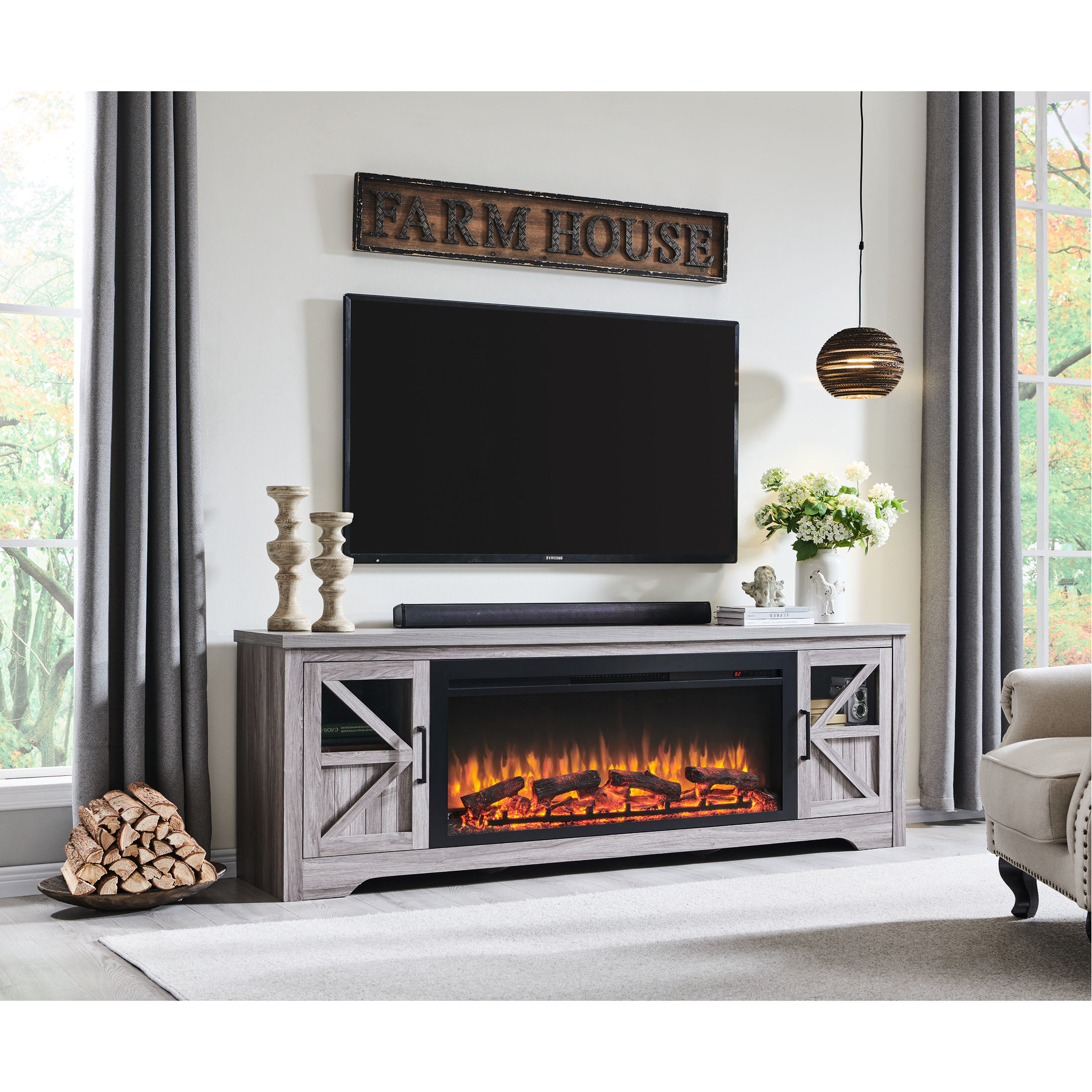 August Grove® Electric Fireplace Tv Stand 75