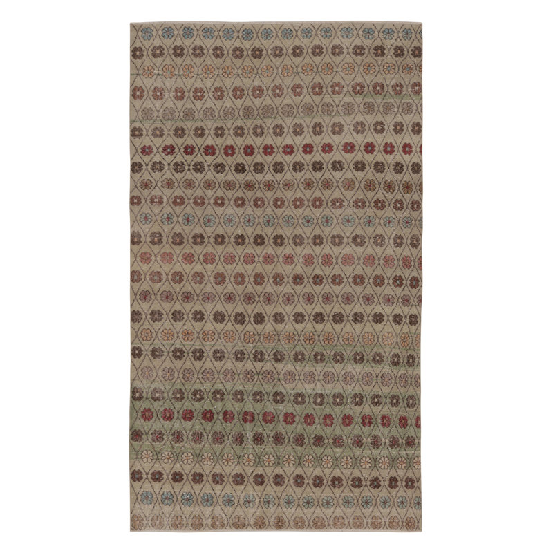 Distressed One-of-a-Kind 5'3X9'1 Hand Knotted Area Rug