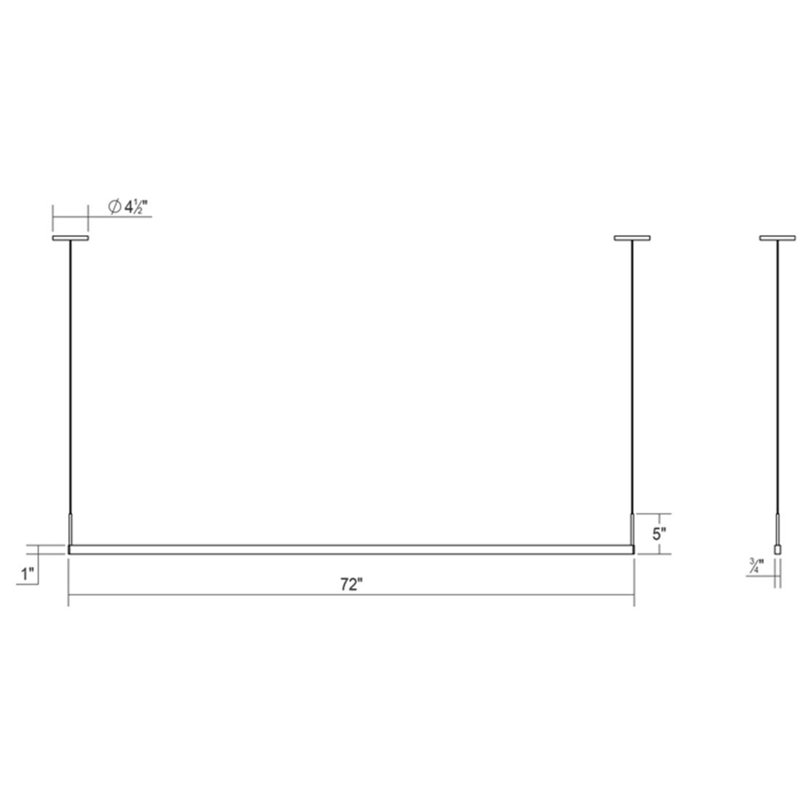 Luminaire suspendu DEL à deux côtés Thin-Line, Noir satiné, 3500K, H 5 po x l 72 po x P 0,75 po