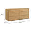 Commode Aki de 59 po de largeur, 6 tiroirs, bois d'hévéa naturel brun et placage