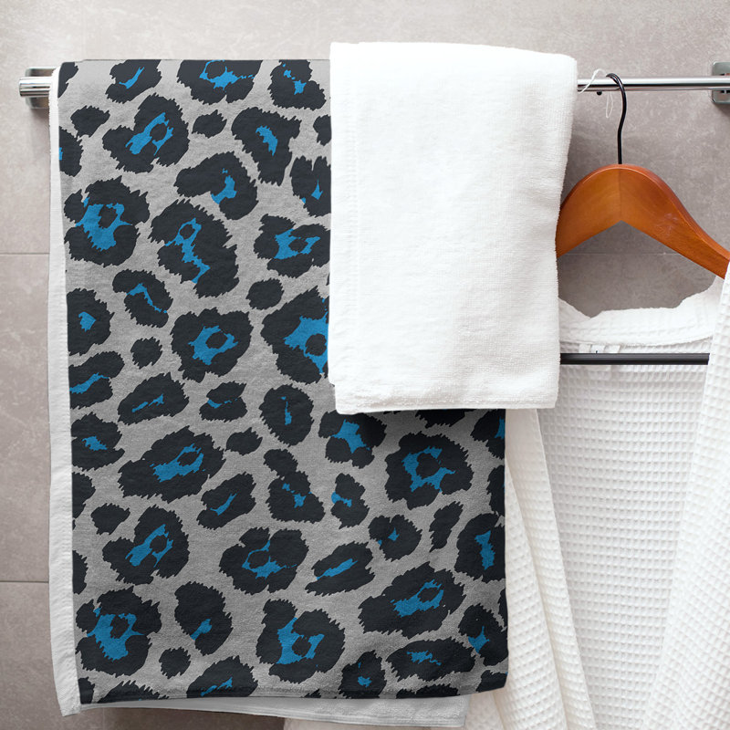 Serviette de bain Garp, Argent / bleu Carolina / noir, Mélange polyester-coton