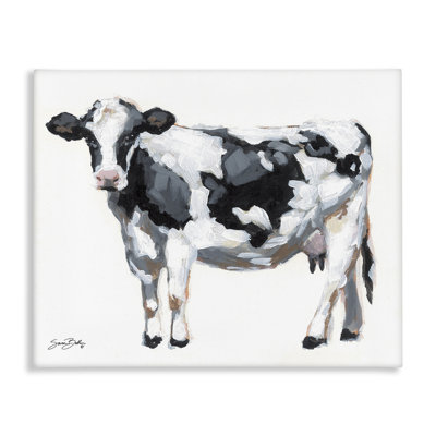 Vache laitière sur toile blanche, design par Sara Baker