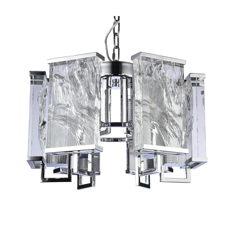 Lustre en cristal 6 lumières Transitional, Chrome