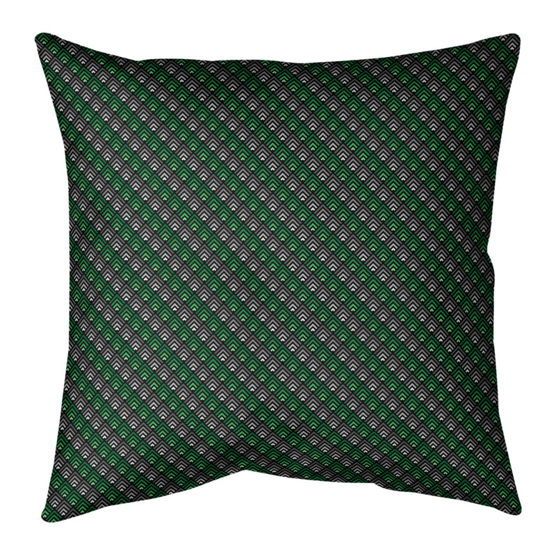 Coussin décoratif en coton géométrique à revers inversé, Bourre en polyester, H 20 po x l 20 po, Fougère/noir
