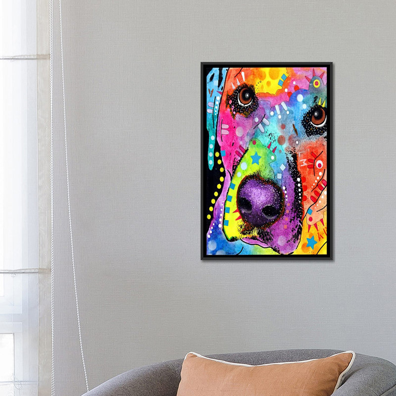 Gros plan labradorgraphic art sur toile, H 26 po x l 18 po x P 1,5 po, Cadre noir