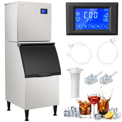 Cotlin 650 Lb. Daily Production Clear Cube Ice Freestanding Commercial Ice Maker Machine With Self-cleaning