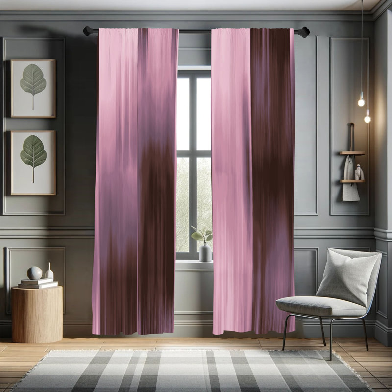 Microfiber Floral Semi-Sheer Rod Pocket Curtain Panels, 28" W x 63" L, Purple