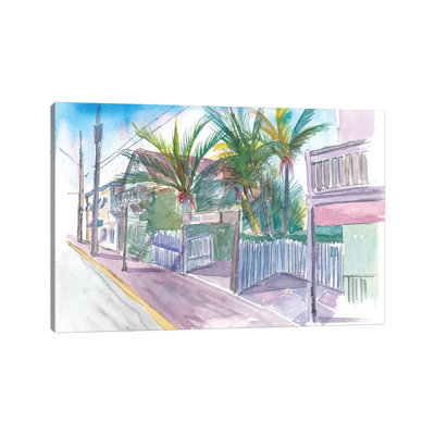 " Blue Heaven Thomas St Patio Key West Florida " Painting Print
