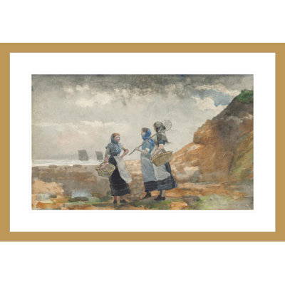 «Three Fisher Girls Tynemouth» par Winslow Homer, impression giclée sur cadre