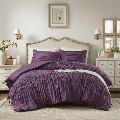 Édredon très grand violet 3 pièces avec des attaches délicates et design, une literie en microfibre douce pour des câlins toute l'année, un entretien sans effort de la machine, une conception en microfibre,