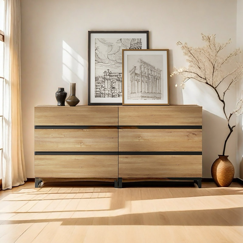 3-Piece Bedroom Furniture Set, 63 Inches Dresser &Chest With 6 Drawers, 2 Nightstand With 2 Drawers, Side Table For Bedroom, Bedroom Furniture Set